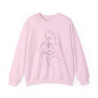Crewneck Sweatshirt — Minimal Line Art Kissing Couple Graphic