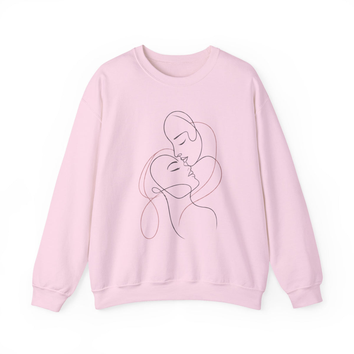 Crewneck Sweatshirt — Minimal Line Art Kissing Couple Graphic