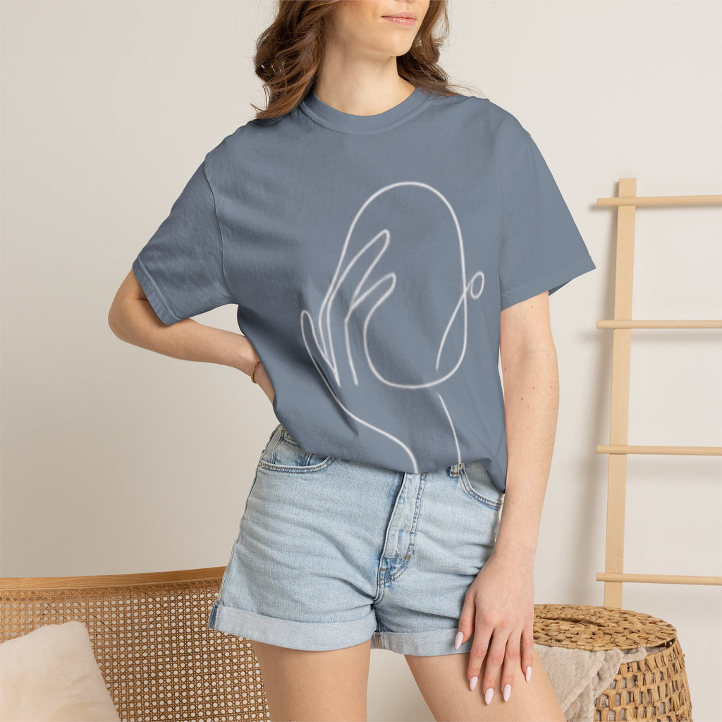 Minimalist Line Art Hand T-Shirt — Modern Abstract Graphic Tee