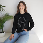 Minimal Line Art Face Sweatshirt – Abstract Portrait Crewneck
