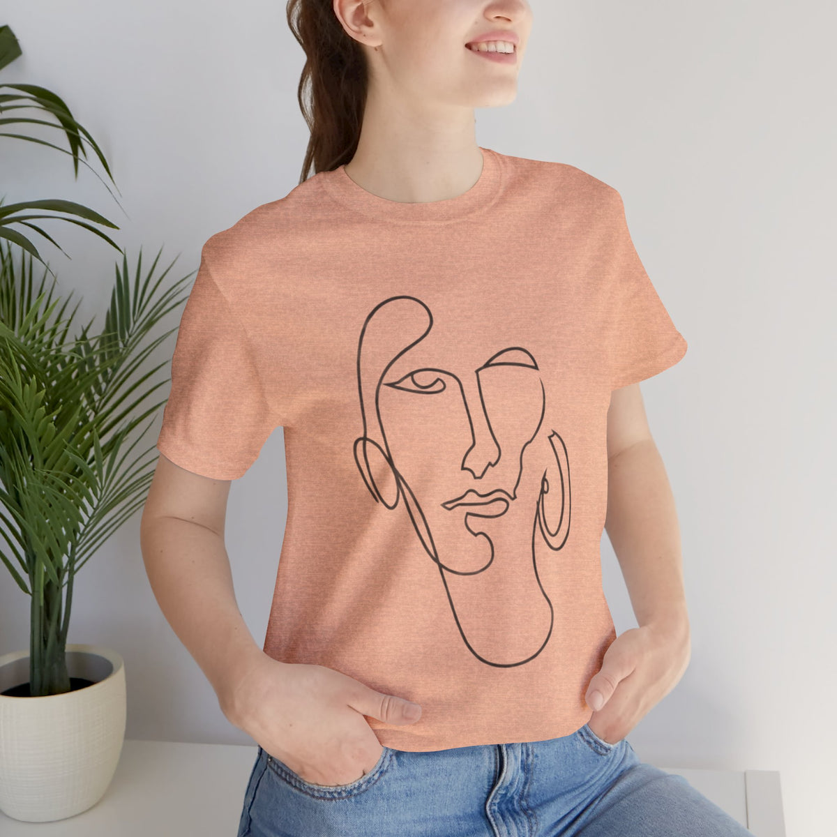 Abstract Line Art Face T‑Shirt — Minimalist One-Line Portrait Tee