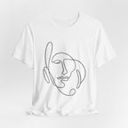 Minimal One-Line Face T-Shirt – Abstract Continuous Line Art Tee