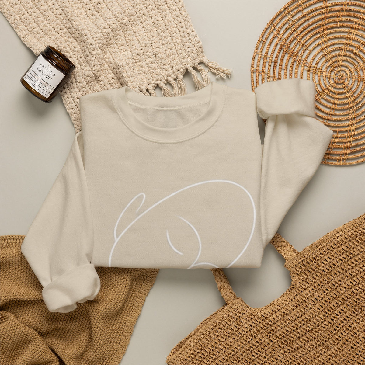 Minimal White Crewneck Sweatshirt