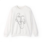 Minimal Line Art Face Sweatshirt — Abstract One-Line Portrait Crewneck