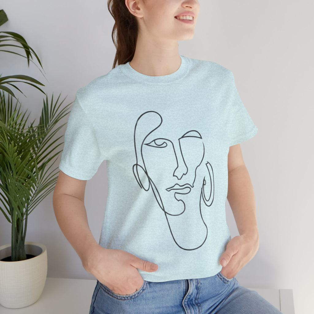 Abstract Line Art Face T‑Shirt — Minimalist One-Line Portrait Tee
