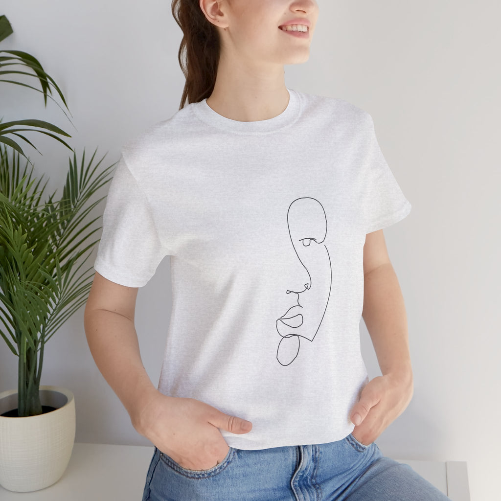 Minimal One-Line Face Tee — Modern Abstract Art T-Shirt