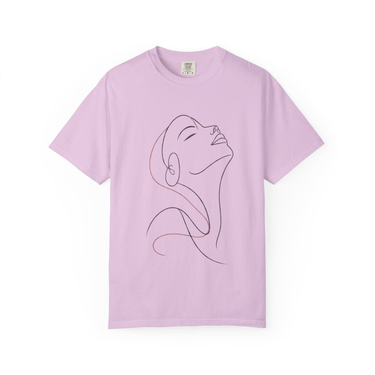 Minimal Line Art Woman T-Shirt — Elegant Single-Line Portrait Tee