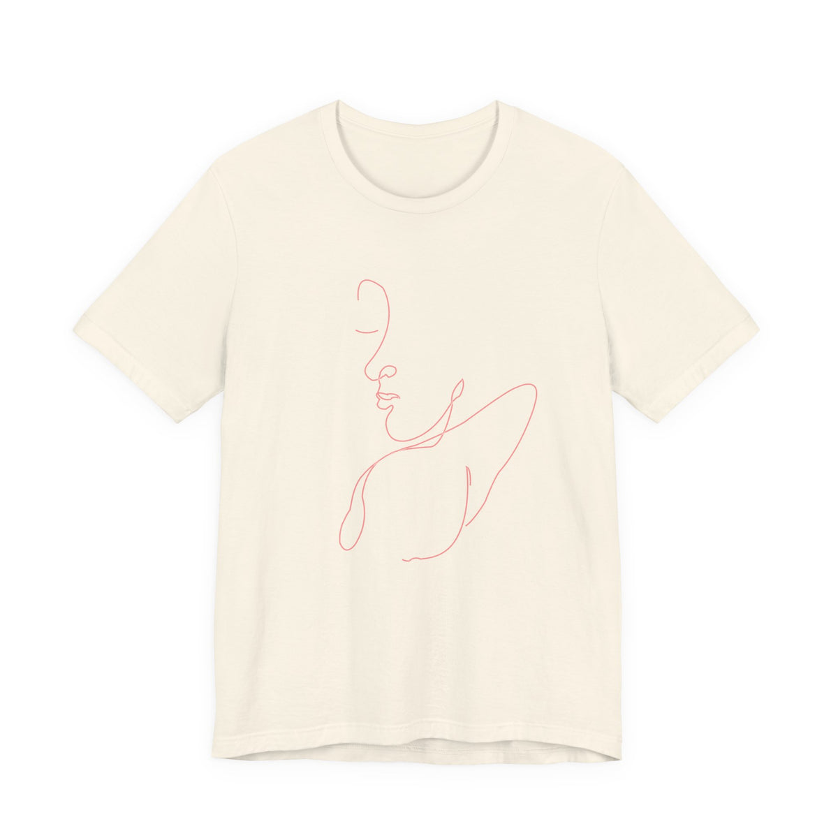 Minimalist Single-Line Face T-Shirt — Pink Line Art Tee
