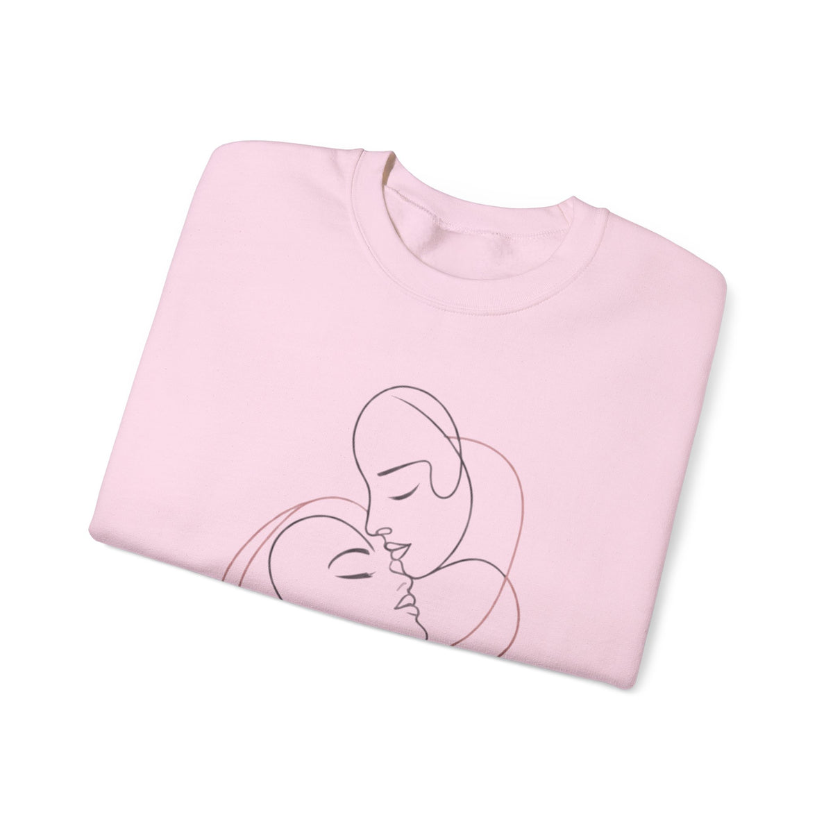 Crewneck Sweatshirt — Minimal Line Art Kissing Couple Graphic
