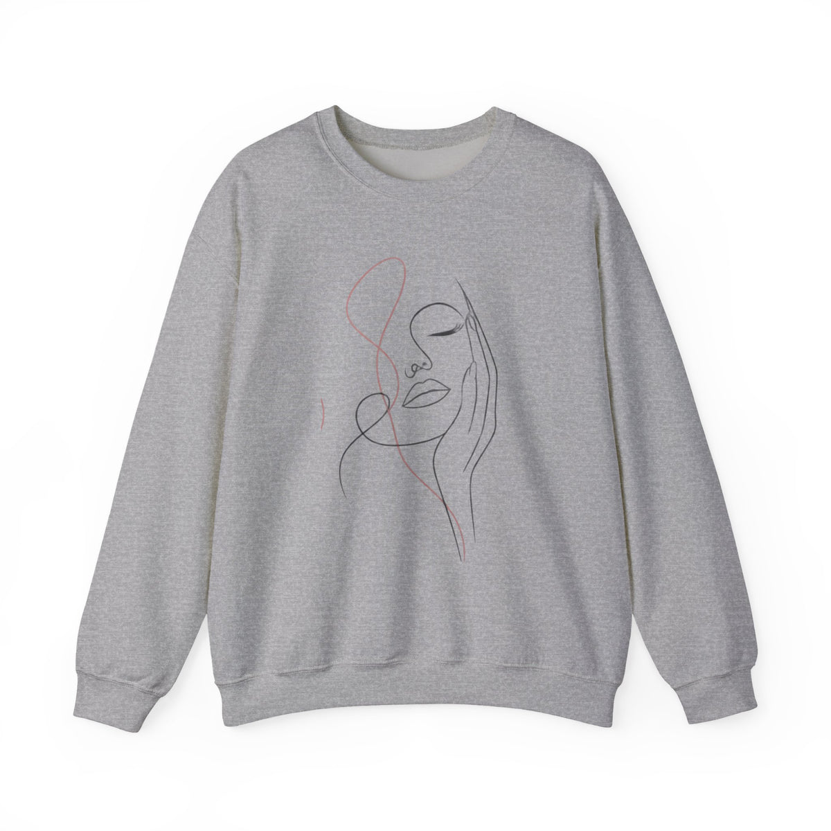 Minimal Line Art Face Sweatshirt — Abstract Feminine Crewneck