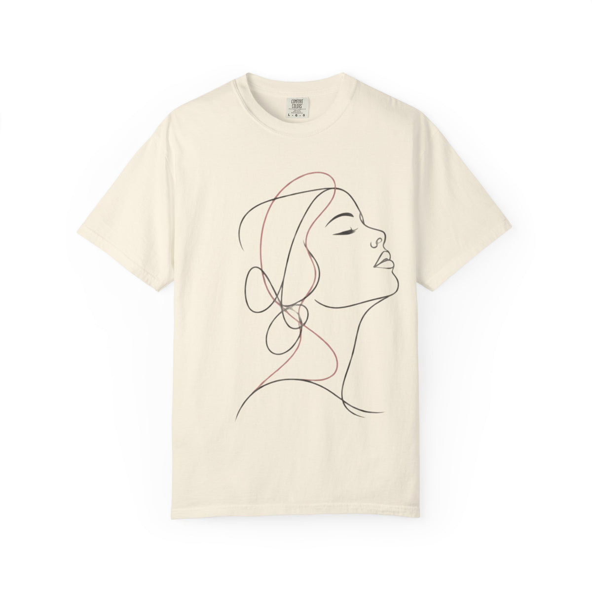 Quiet Portrait Line-Art T-Shirt — Garment-Dyed Minimalist Tee