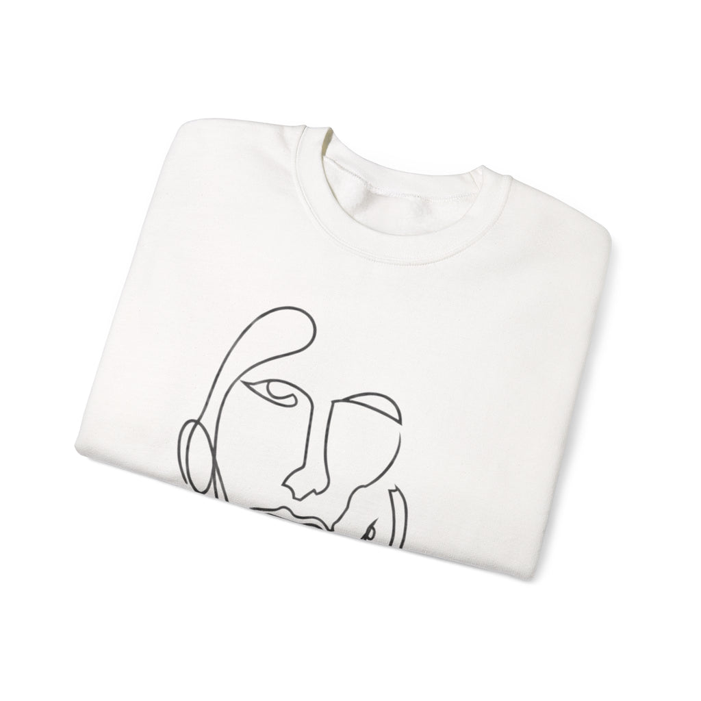 Minimal Line Art Face Sweatshirt — Abstract One-Line Portrait Crewneck
