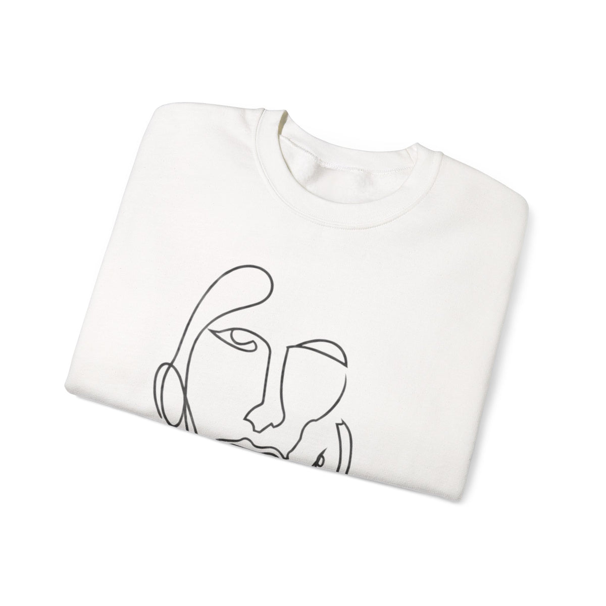 Minimal Line Art Face Sweatshirt — Abstract One-Line Portrait Crewneck