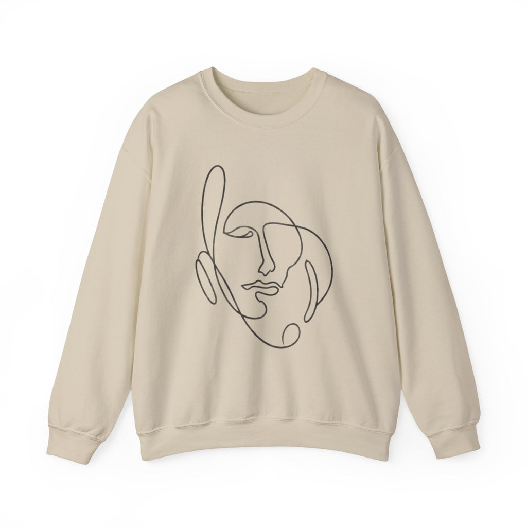 Abstract Line Art Face Crewneck Sweatshirt
