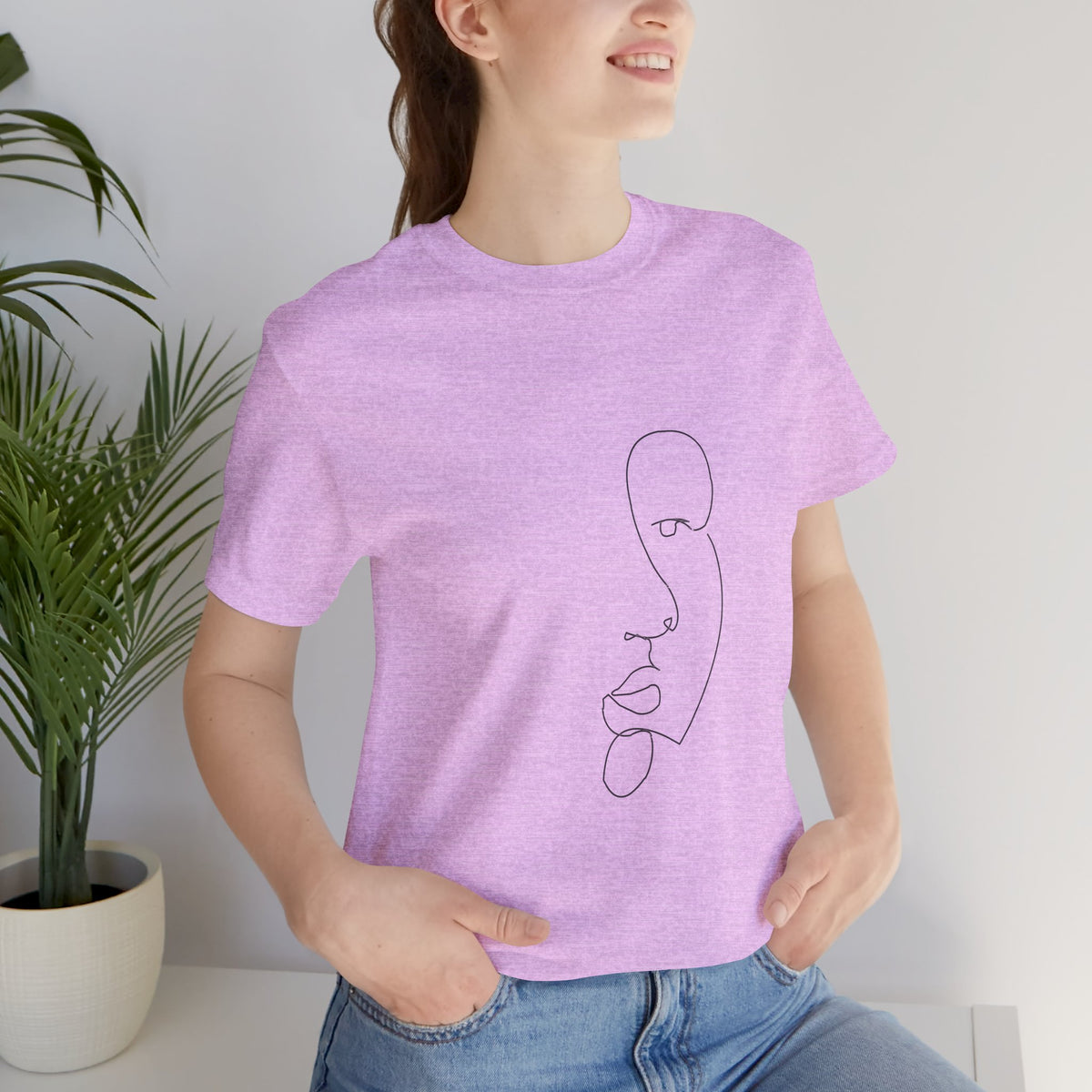 Minimal One-Line Face Tee — Modern Abstract Art T-Shirt