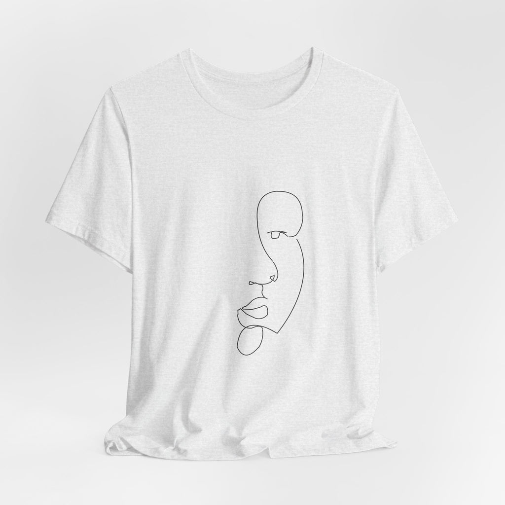 Minimal One-Line Face Tee — Modern Abstract Art T-Shirt