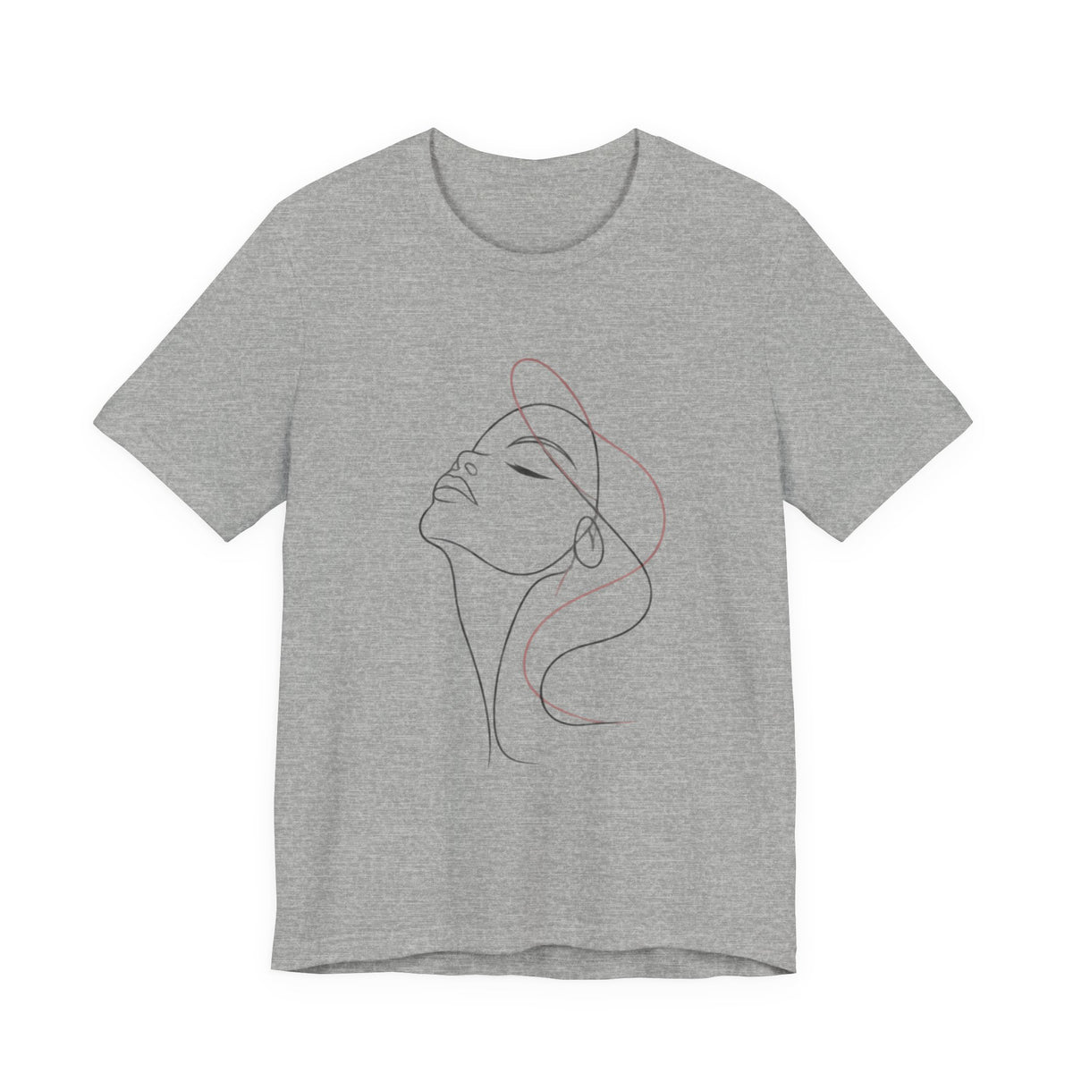 Minimal Line Art Woman T‑Shirt — Elegant Single‑Line Face Tee