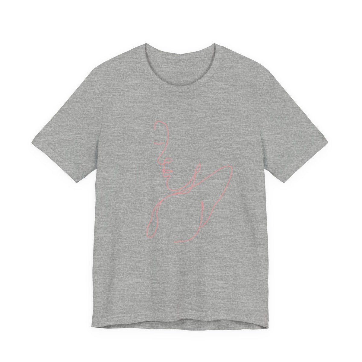 Minimalist Single-Line Face T-Shirt — Pink Line Art Tee
