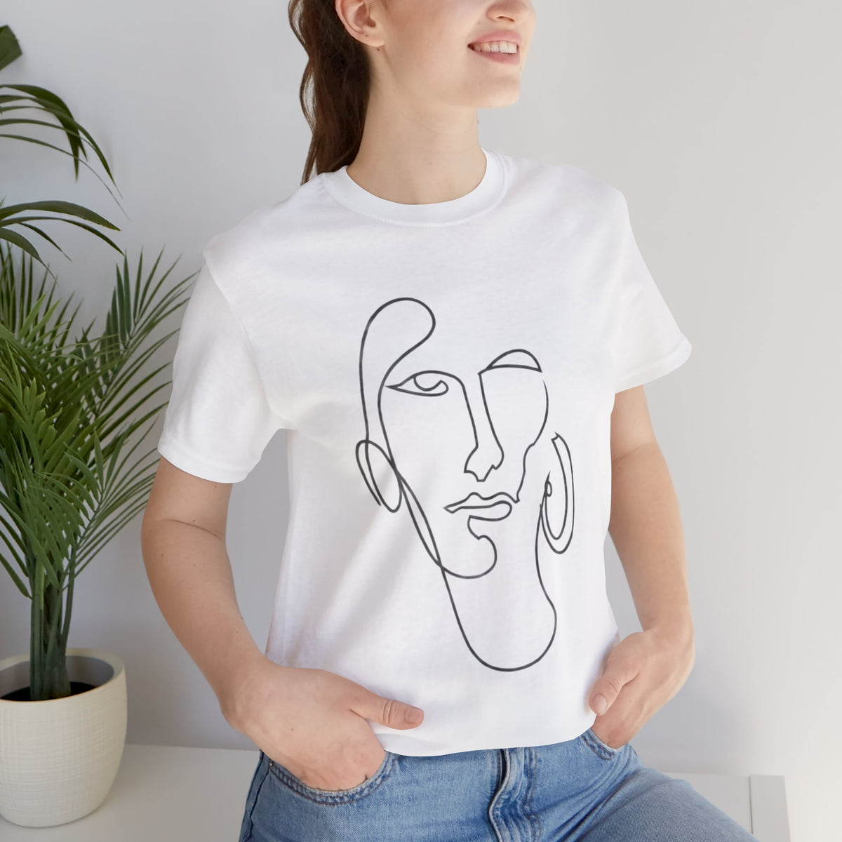 Abstract Line Art Face T‑Shirt — Minimalist One-Line Portrait Tee