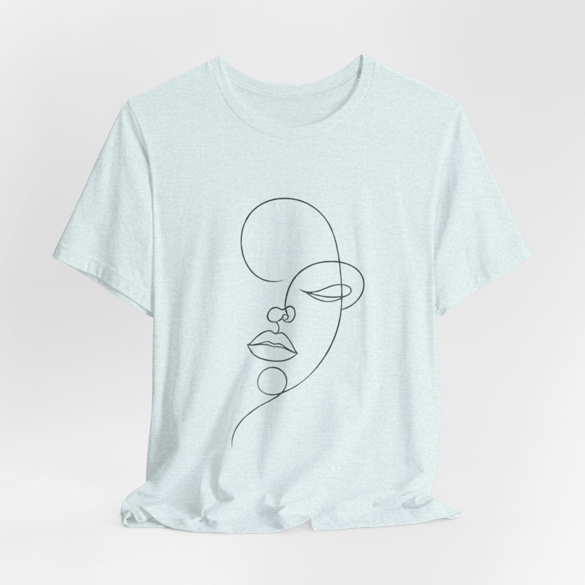 Minimal Line Art Face T-Shirt — One-Line Abstract Portrait Tee