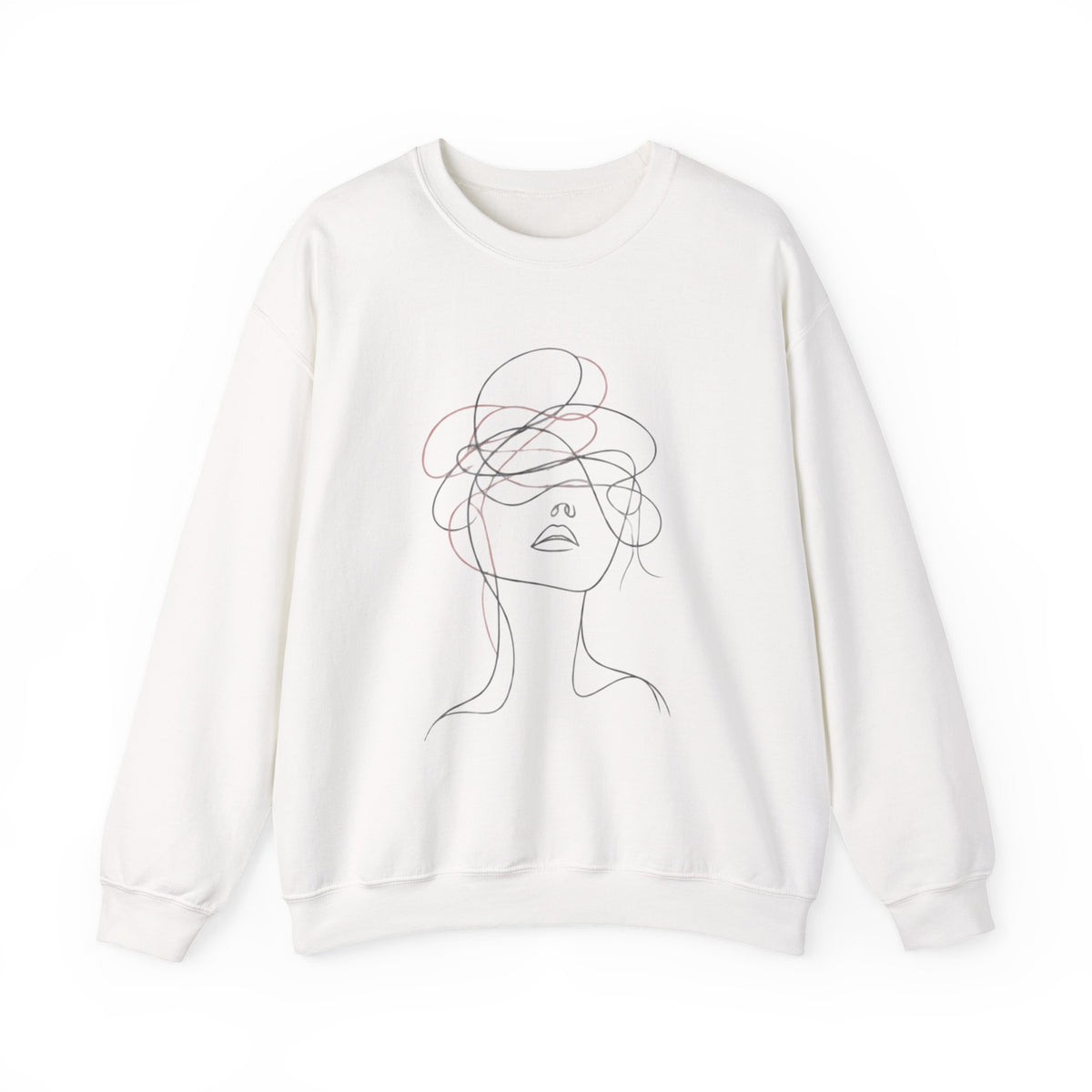 Crewneck Sweatshirt — Minimal Line Art Woman Sketch