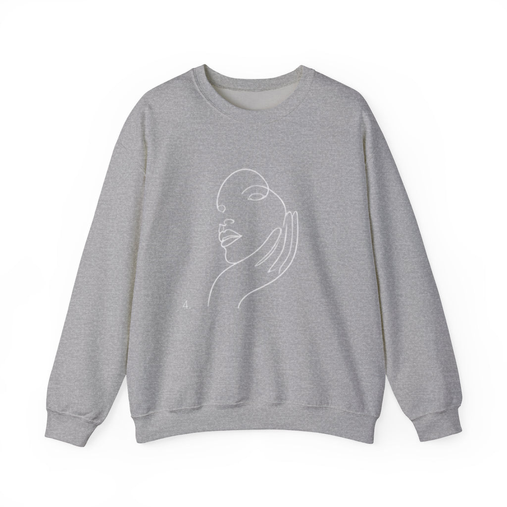 Minimal Line Art Face Sweatshirt — Chic Abstract Crewneck