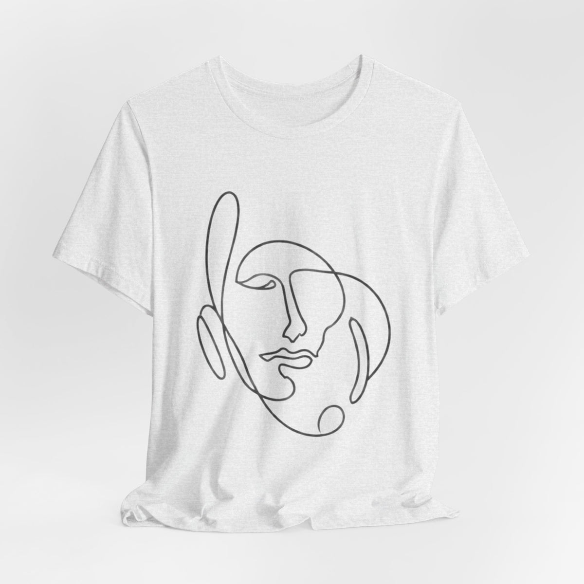 Minimal One-Line Face T-Shirt – Abstract Continuous Line Art Tee