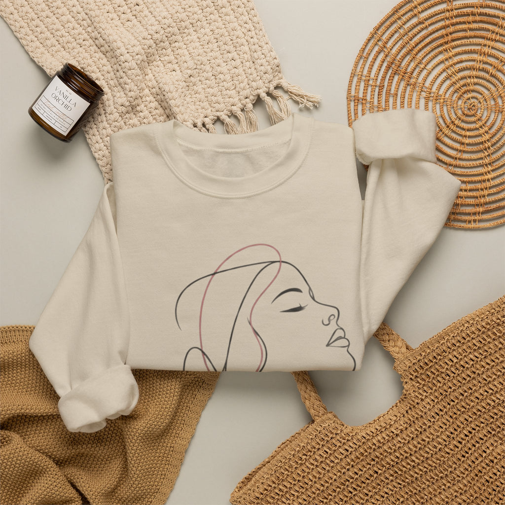 Minimal Line Art Woman Crewneck Sweatshirt