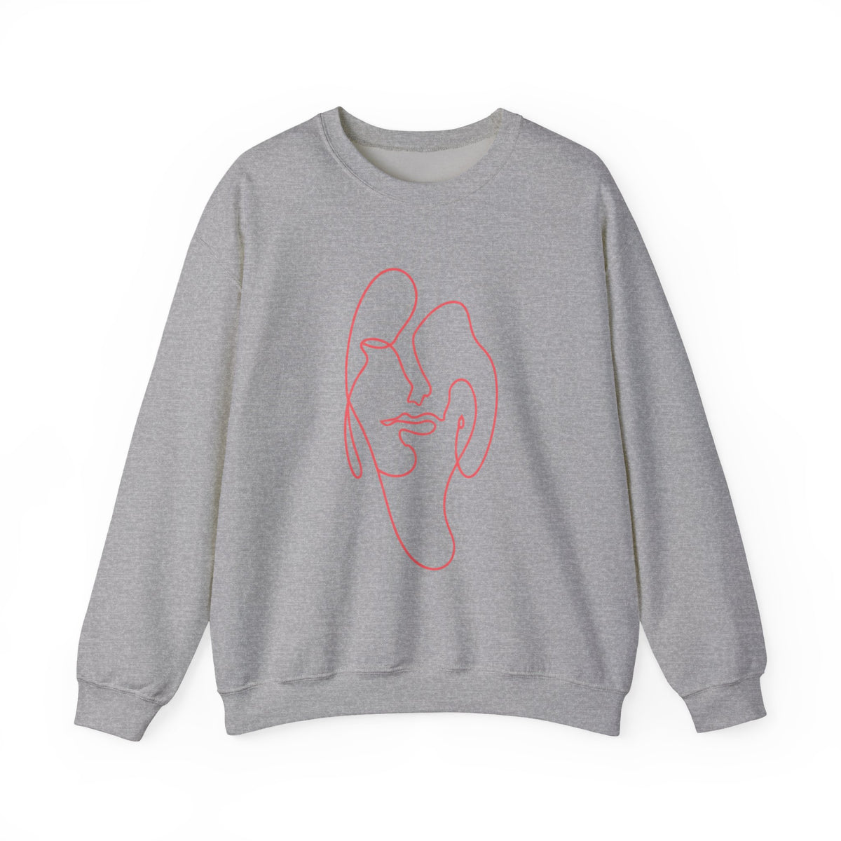 Minimalist Line-Art Face Sweatshirt — Modern Abstract Crewneck