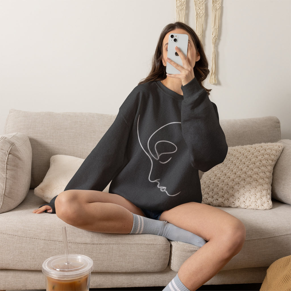 Minimal Line Art Face Crewneck Sweatshirt