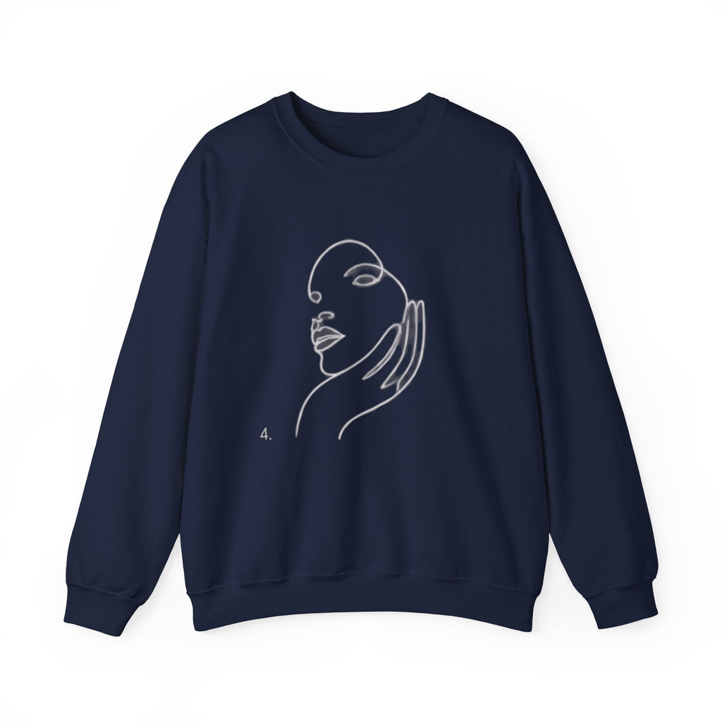 Minimal Line Art Face Sweatshirt — Chic Abstract Crewneck