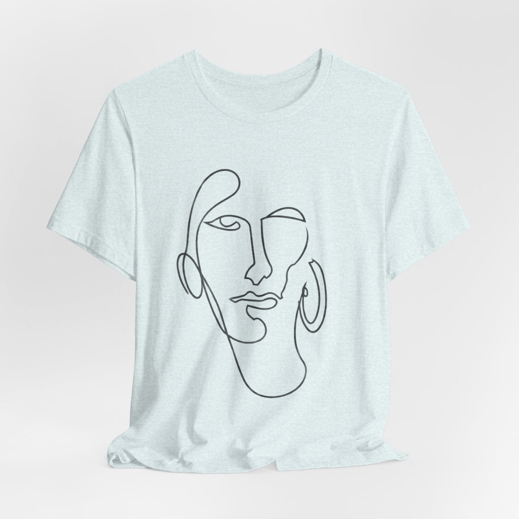 Abstract Line Art Face T‑Shirt — Minimalist One-Line Portrait Tee