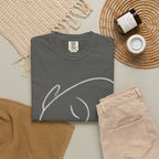 Minimal Line Art Sleeping Face T-Shirt — Relaxed Garment-Dyed Tee