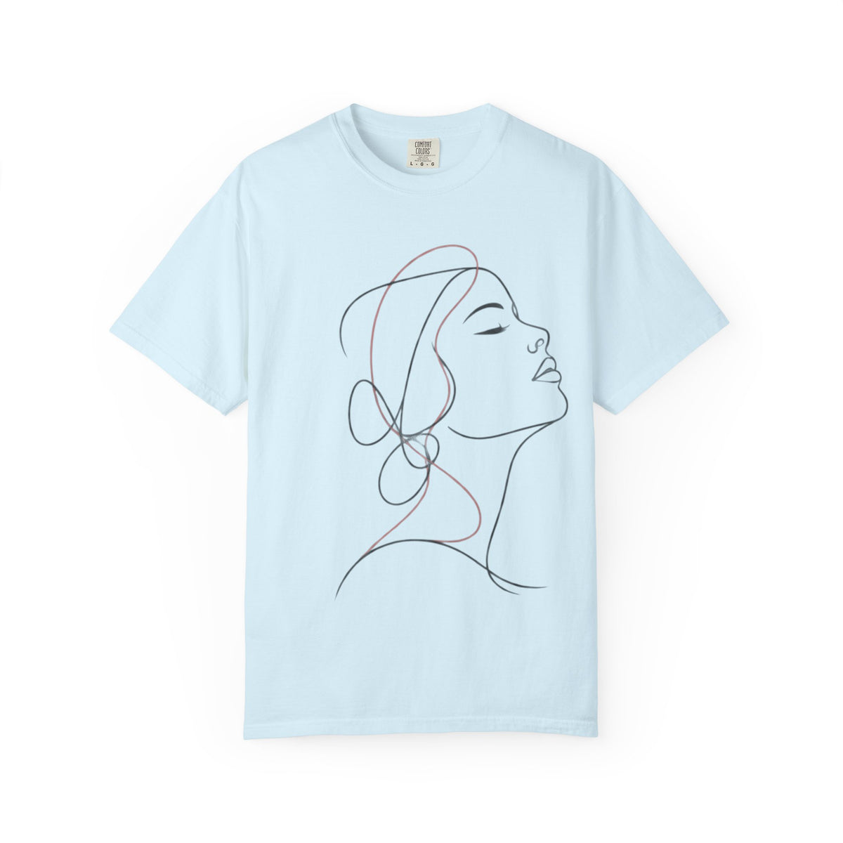 Quiet Portrait Line-Art T-Shirt — Garment-Dyed Minimalist Tee