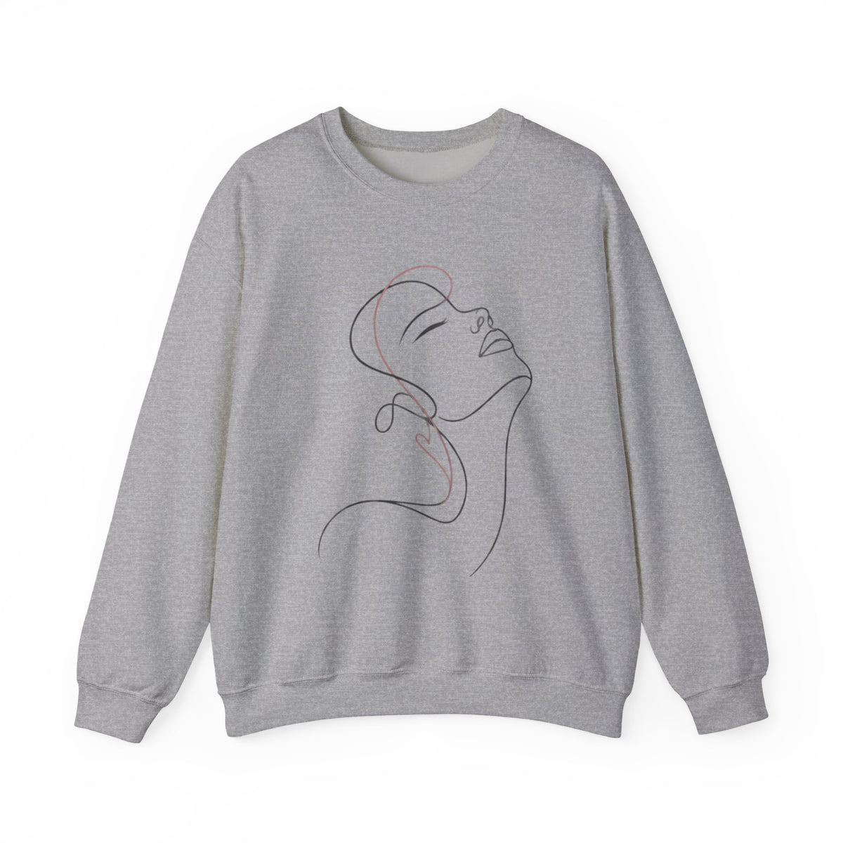 Minimal Line Art Face Crewneck Sweatshirt — Elegant Portrait Pullover for Calm, Creative Style