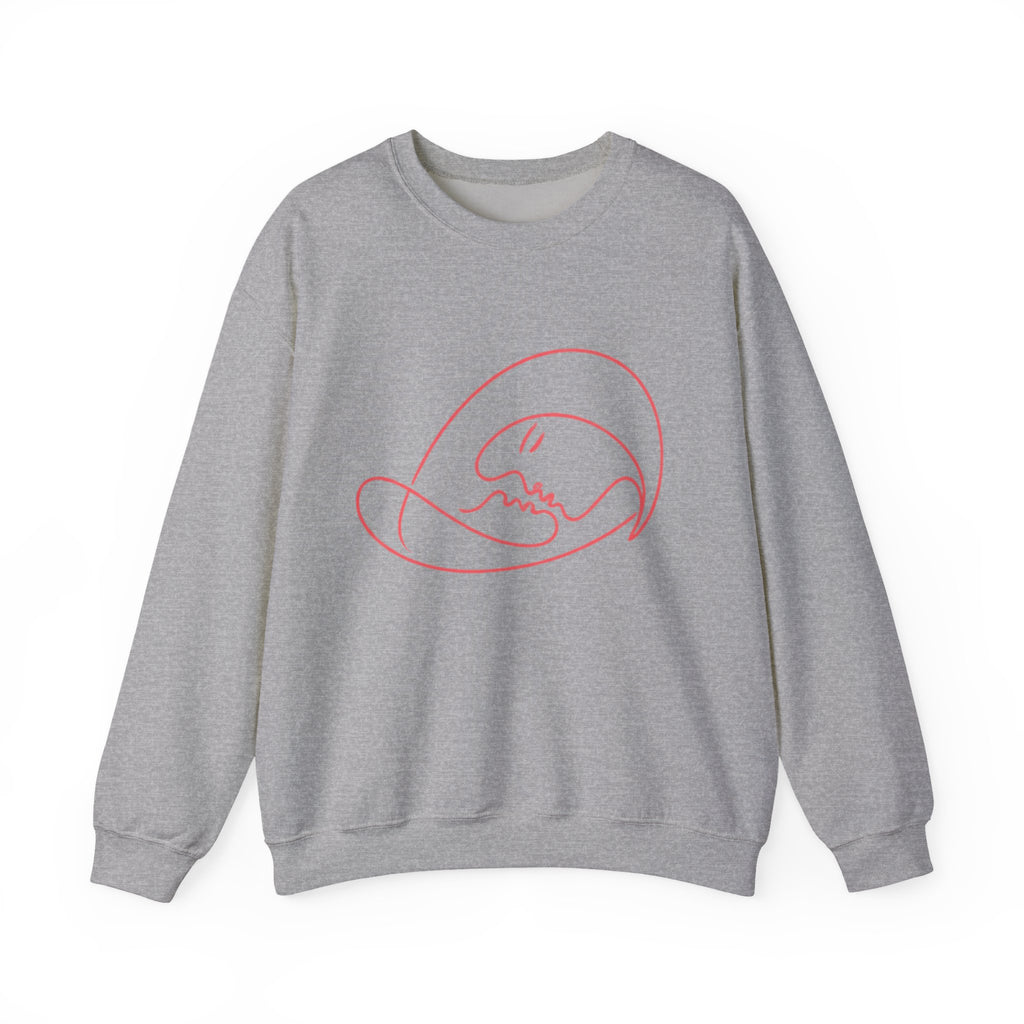Crewneck Sweatshirt — Minimalist Pink Line Art Skull Graphic