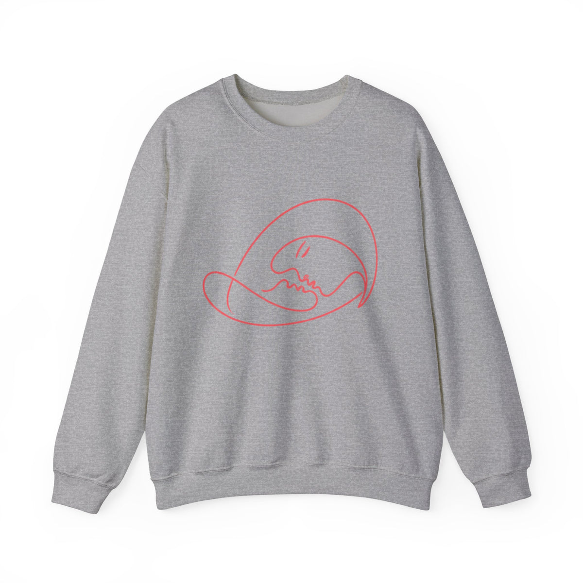 Crewneck Sweatshirt — Minimalist Pink Line Art Skull Graphic
