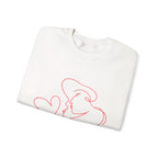 Crewneck Sweatshirt — Minimal Red Line Art Couple Kiss & Heart Design