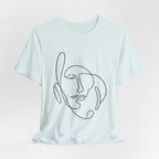 Minimal One-Line Face T-Shirt – Abstract Continuous Line Art Tee