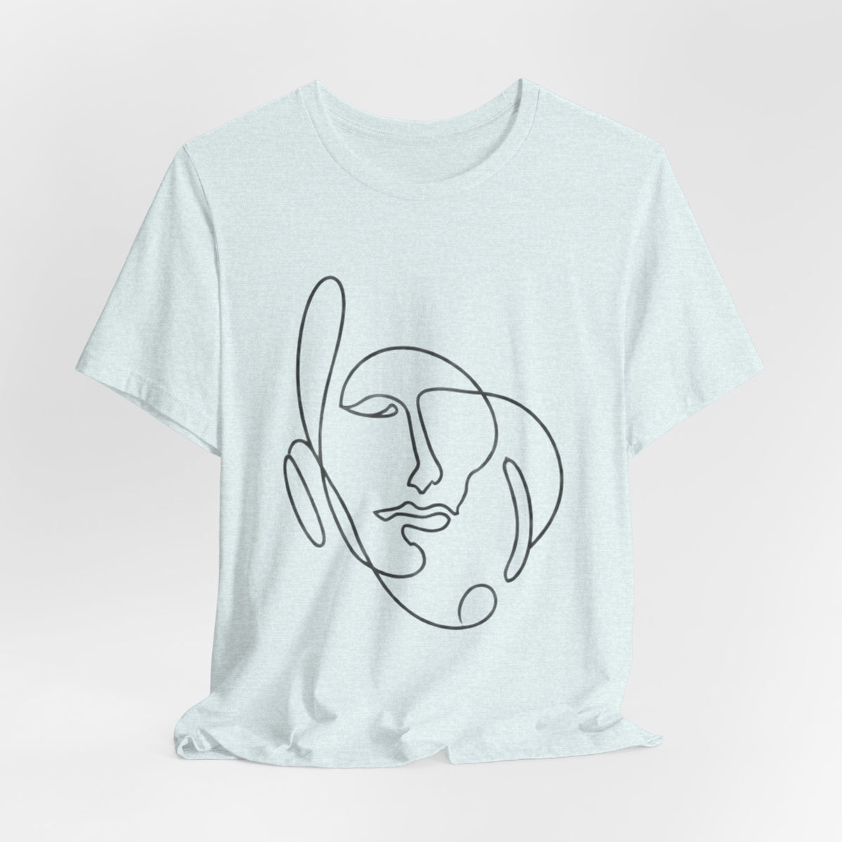Minimal One-Line Face T-Shirt – Abstract Continuous Line Art Tee