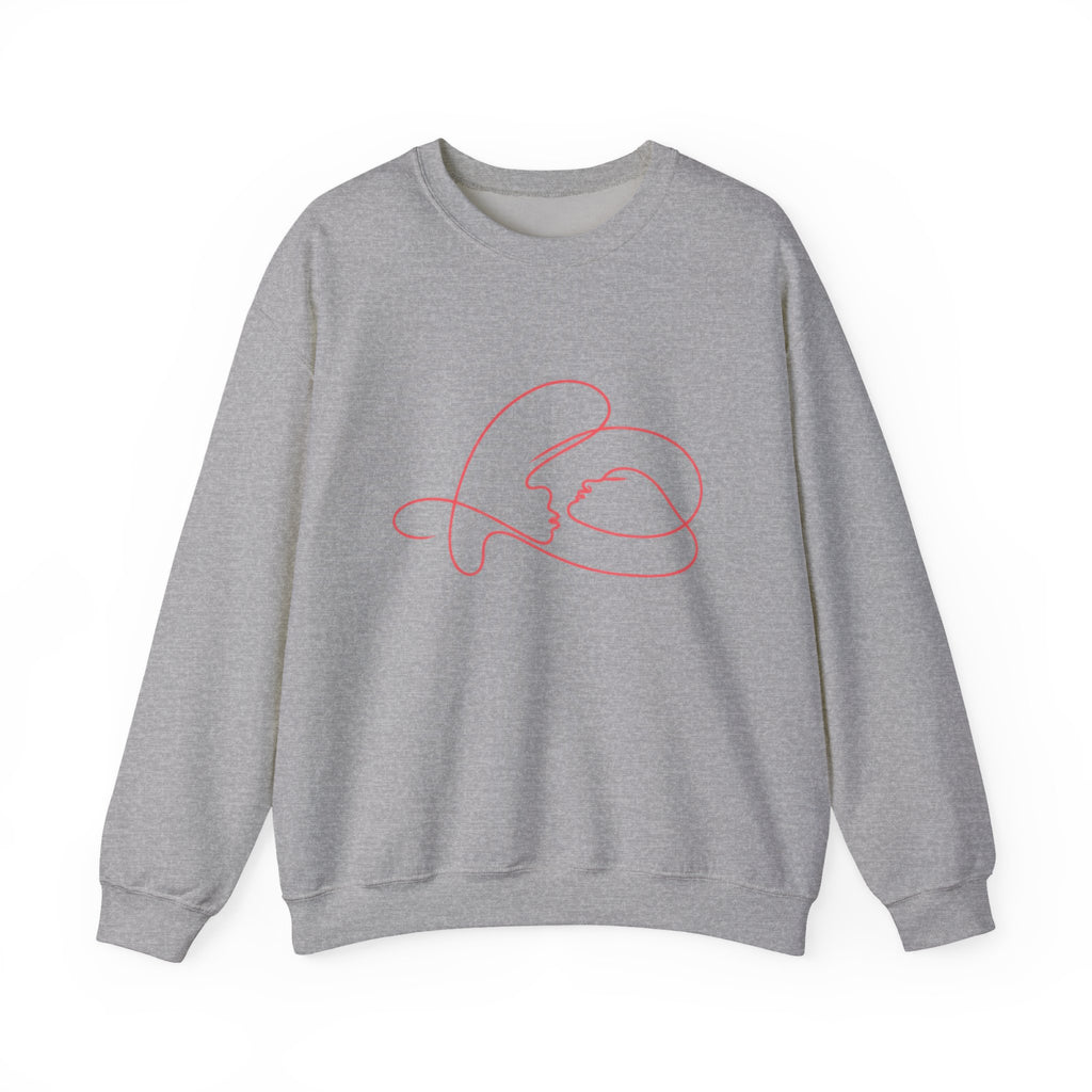 Crewneck Sweatshirt with Minimalist Heart Cat Line Art – Cute Pet Lover Graphic