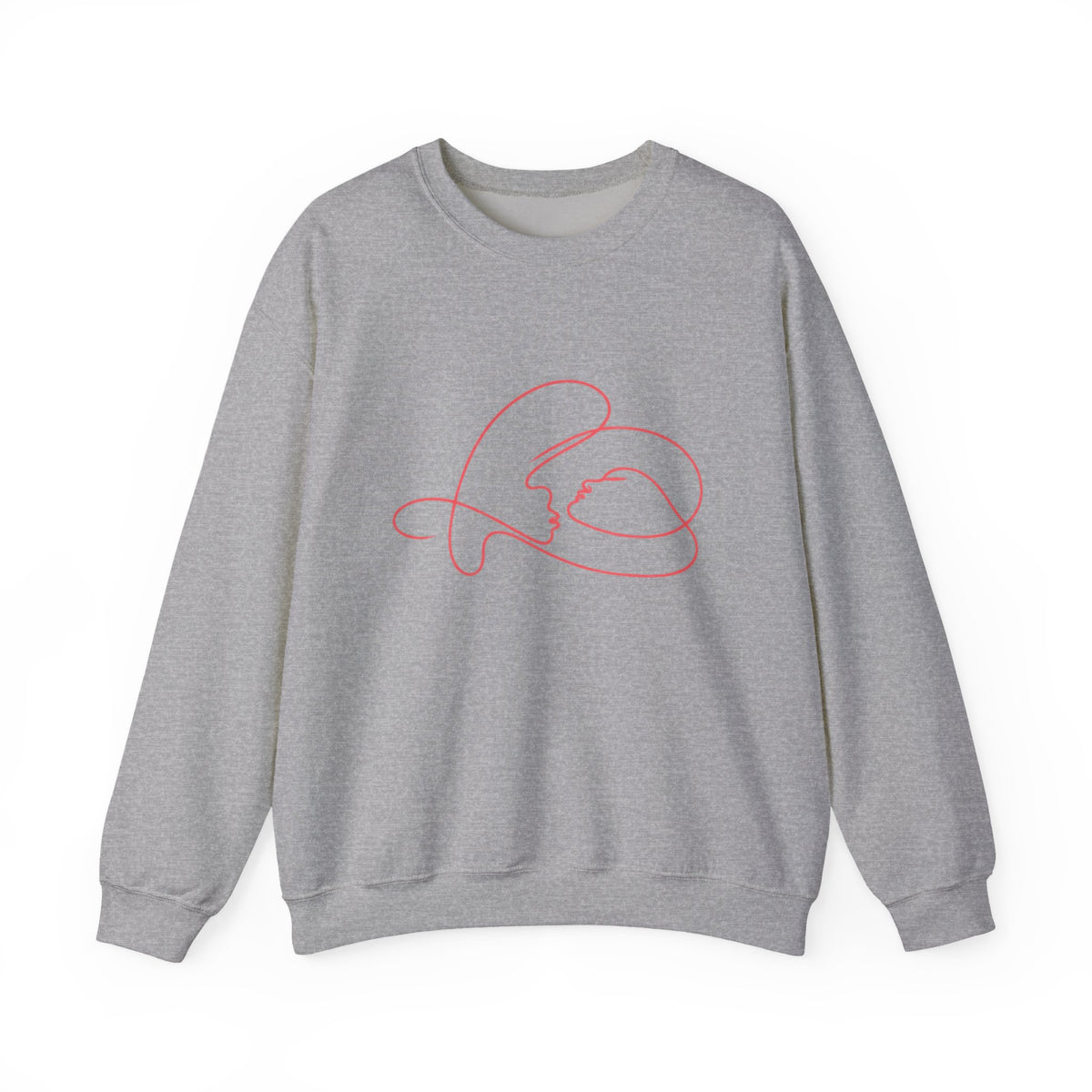 Crewneck Sweatshirt with Minimalist Heart Cat Line Art – Cute Pet Lover Graphic