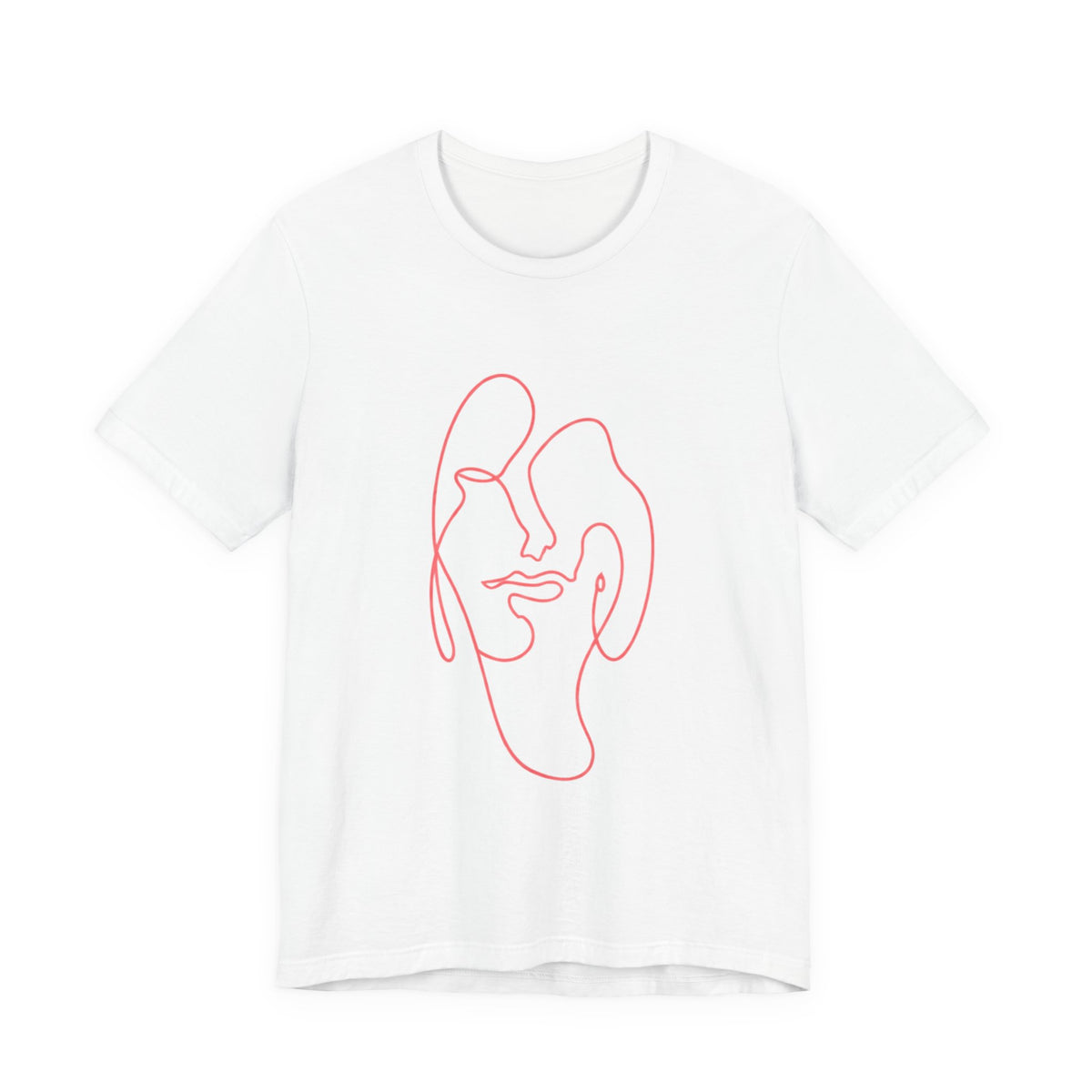 Minimalist One-Line Face Tee — Abstract Pink Line Art T-Shirt