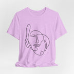 Minimal One-Line Face T-Shirt – Abstract Continuous Line Art Tee