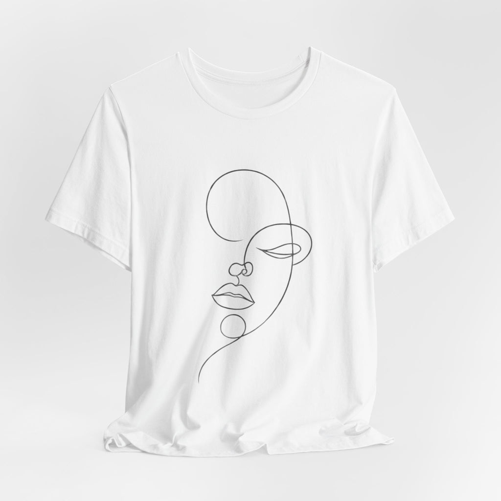 Minimal Line Art Face T-Shirt — One-Line Abstract Portrait Tee
