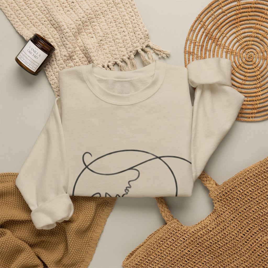 Minimal Line Art Earth Crewneck Sweatshirt