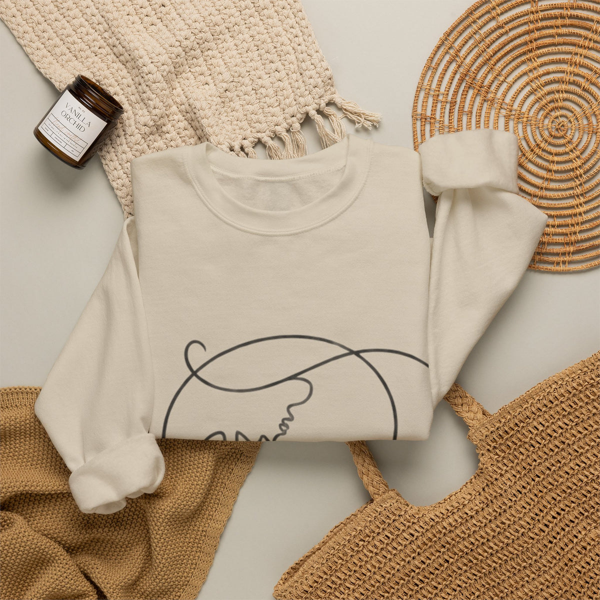 Minimal Line Art Earth Crewneck Sweatshirt