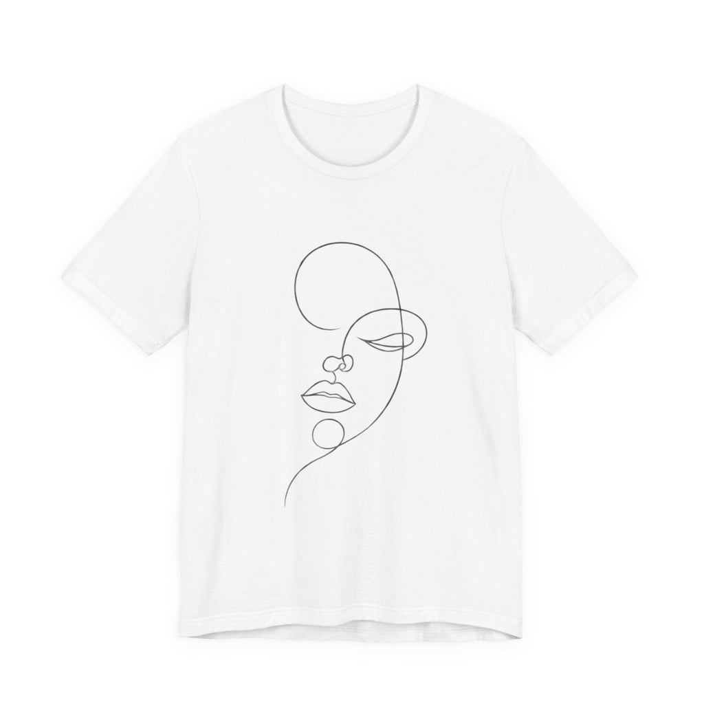 Minimal Line Art Face T-Shirt — One-Line Abstract Portrait Tee