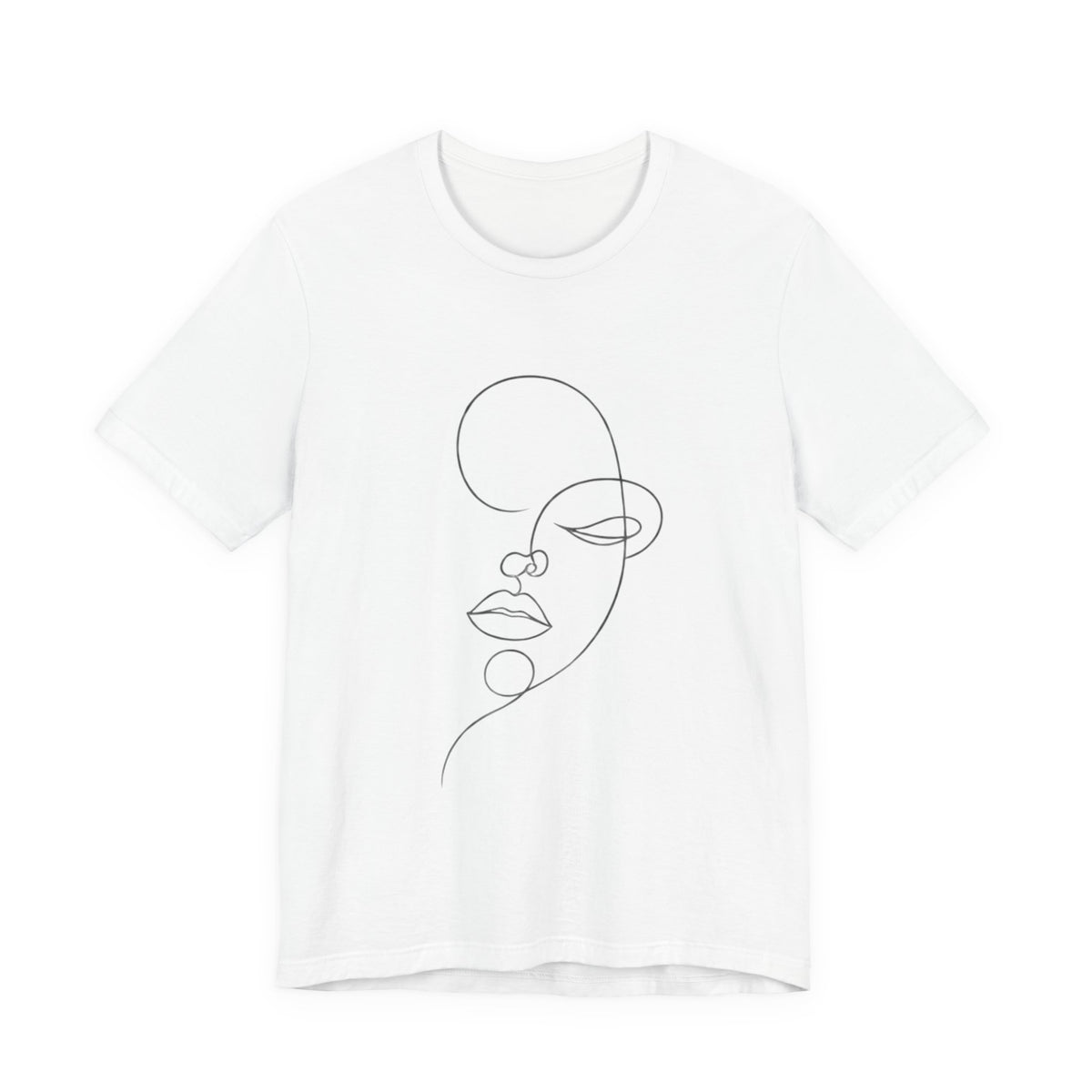 Minimal Line Art Face T-Shirt — One-Line Abstract Portrait Tee