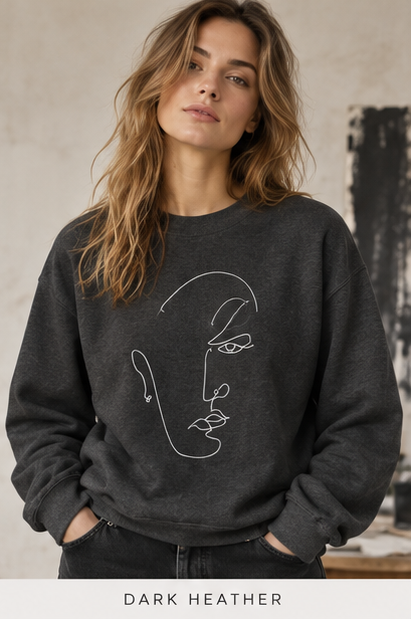 Minimal Line Art Face Sweatshirt